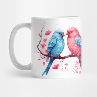 Valentine Kissing Finch Bird Couple Mug